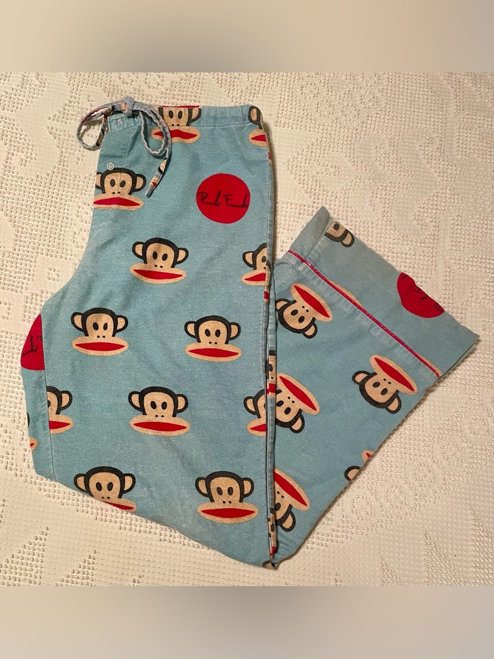Vintage Paul Frank Fleece ‘Julius Monkey’ Drawstring PJ Pants Y2K - Blue - SMALL